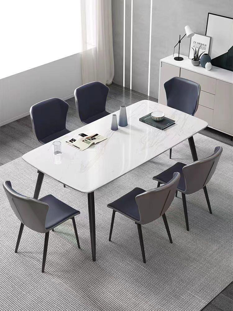 (19 GREY- 7)- 62" LONG- SINTERED STONE DINING TABLE- WITH 6 CHAIRS