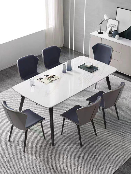 (19 GREY- 7)- 62" LONG- SINTERED STONE DINING TABLE- WITH 6 CHAIRS