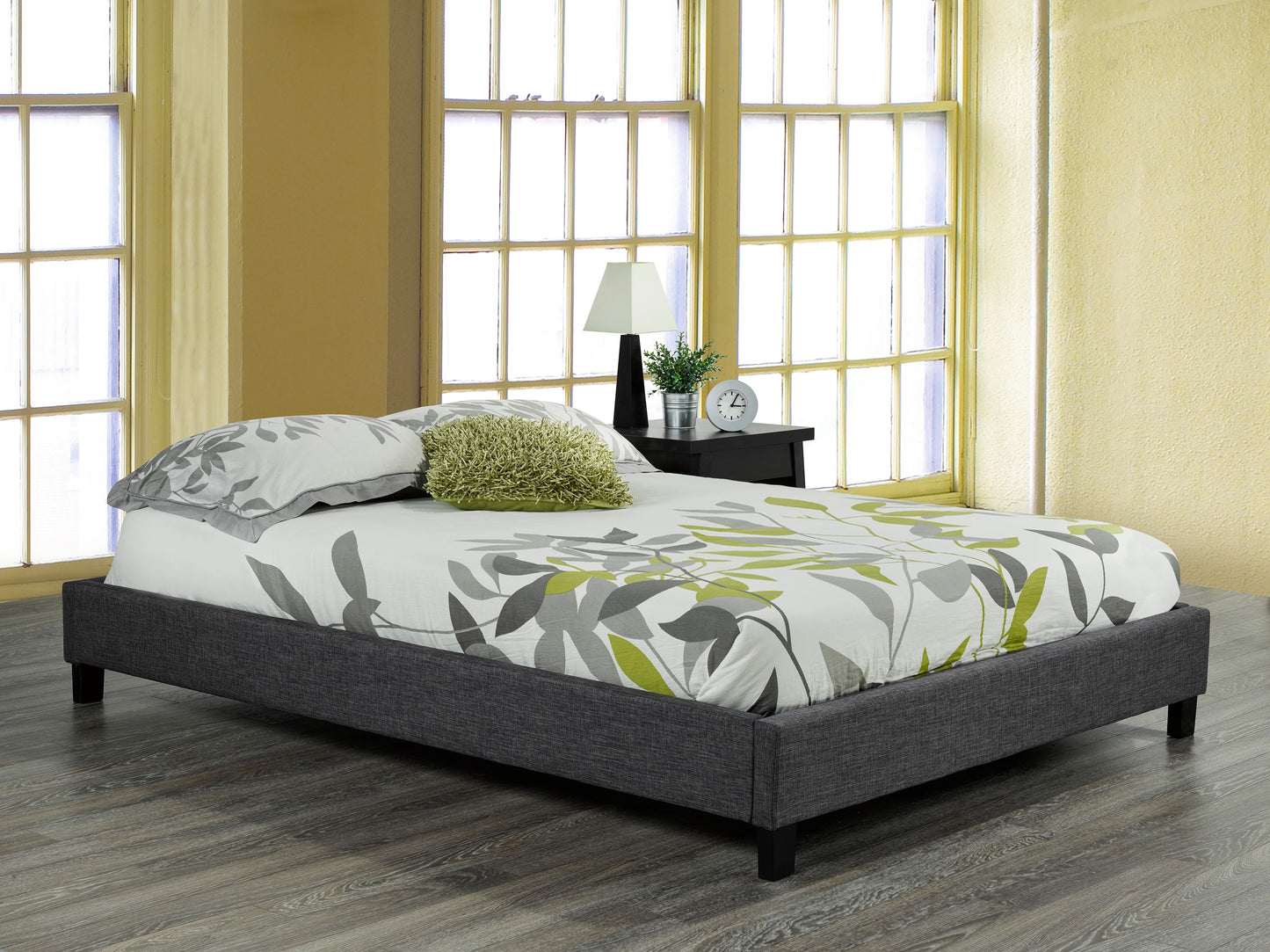 DOUBLE (FULL) SIZE- (SOHO 90010 GREY)- FABRIC PLATFORM BED FRAME- WITH SLATS