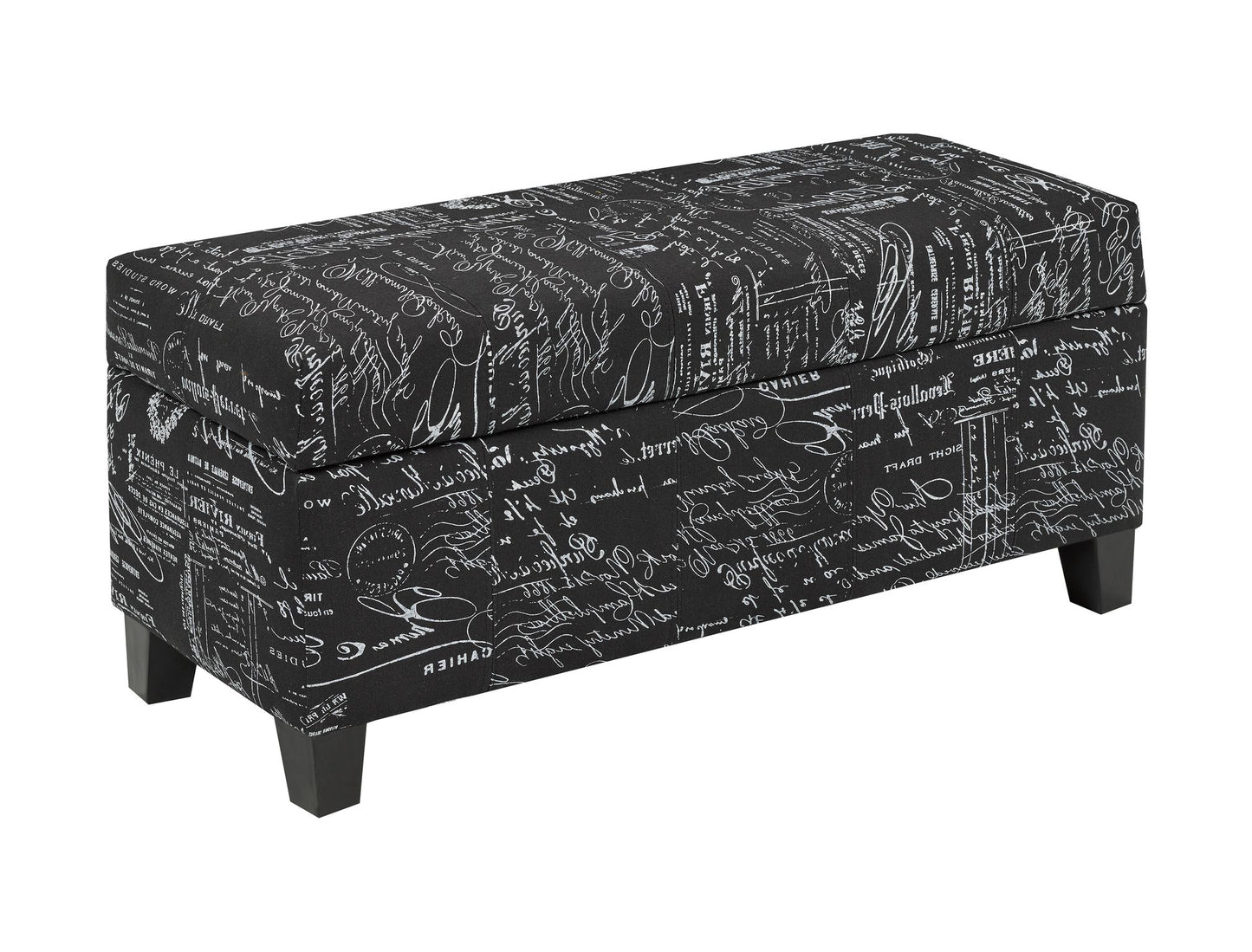 (2006 BLACK SCRIPT)- 35" LONG- FABRIC STORAGE BENCH