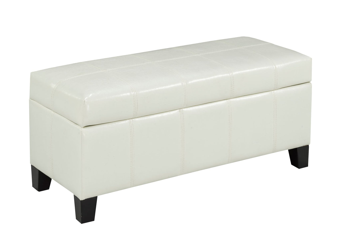 (2006 WHITE)- 35" LONG- LEATHER STORAGE BENCH