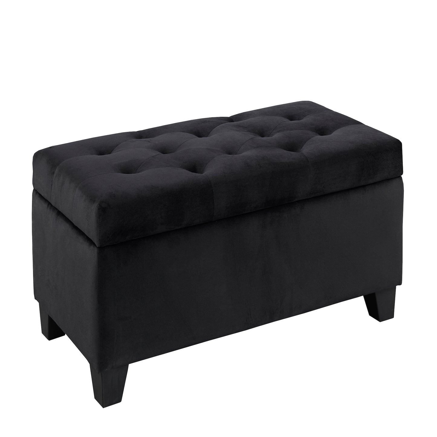 (20091 BLACK)- 36" LONG- VELVET FABRIC STORAGE BENCH