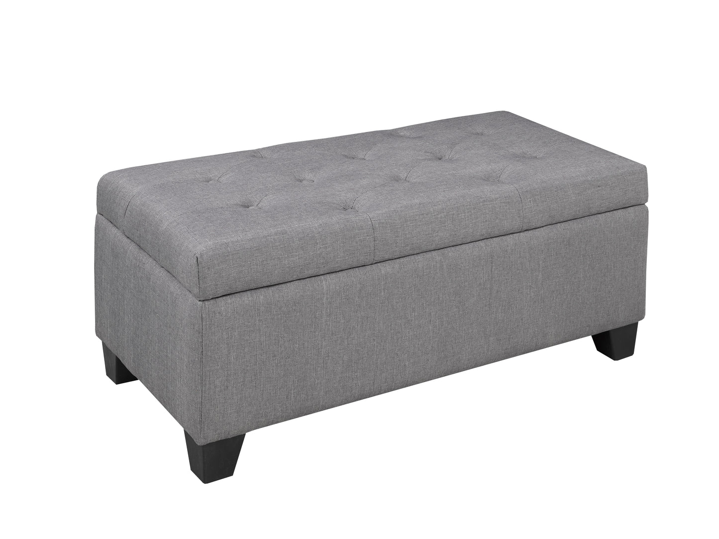 (20091 GREY)- 36" LONG- LINEN FABRIC STORAGE BENCH