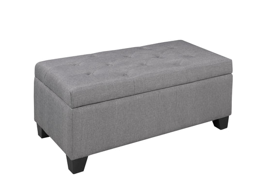 (20091 GREY)- 36" LONG- LINEN FABRIC STORAGE BENCH