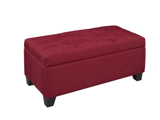 (20091 RED)- 36" LONG- LINEN FABRIC STORAGE BENCH