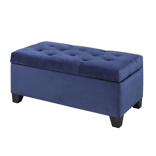 (20091 BLUE)- 36" LONG- VELVET FABRIC STORAGE BENCH