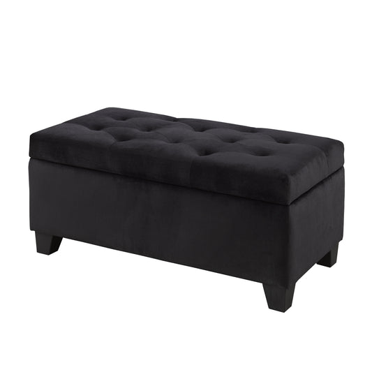 (20091 BLACK)- 36" LONG- VELVET FABRIC STORAGE BENCH