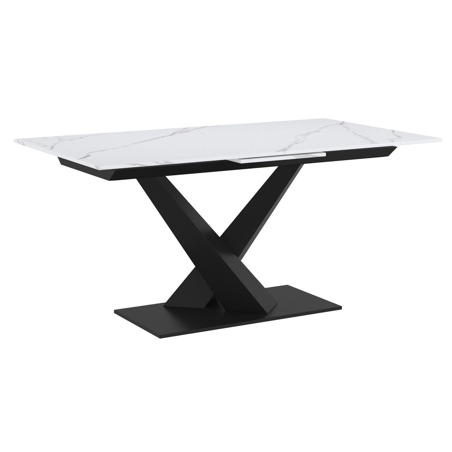 (JULIUS WHITE AND BLACK- 1)- 63" LONG- EXTENSION SINTERED STONE DINING TABLE