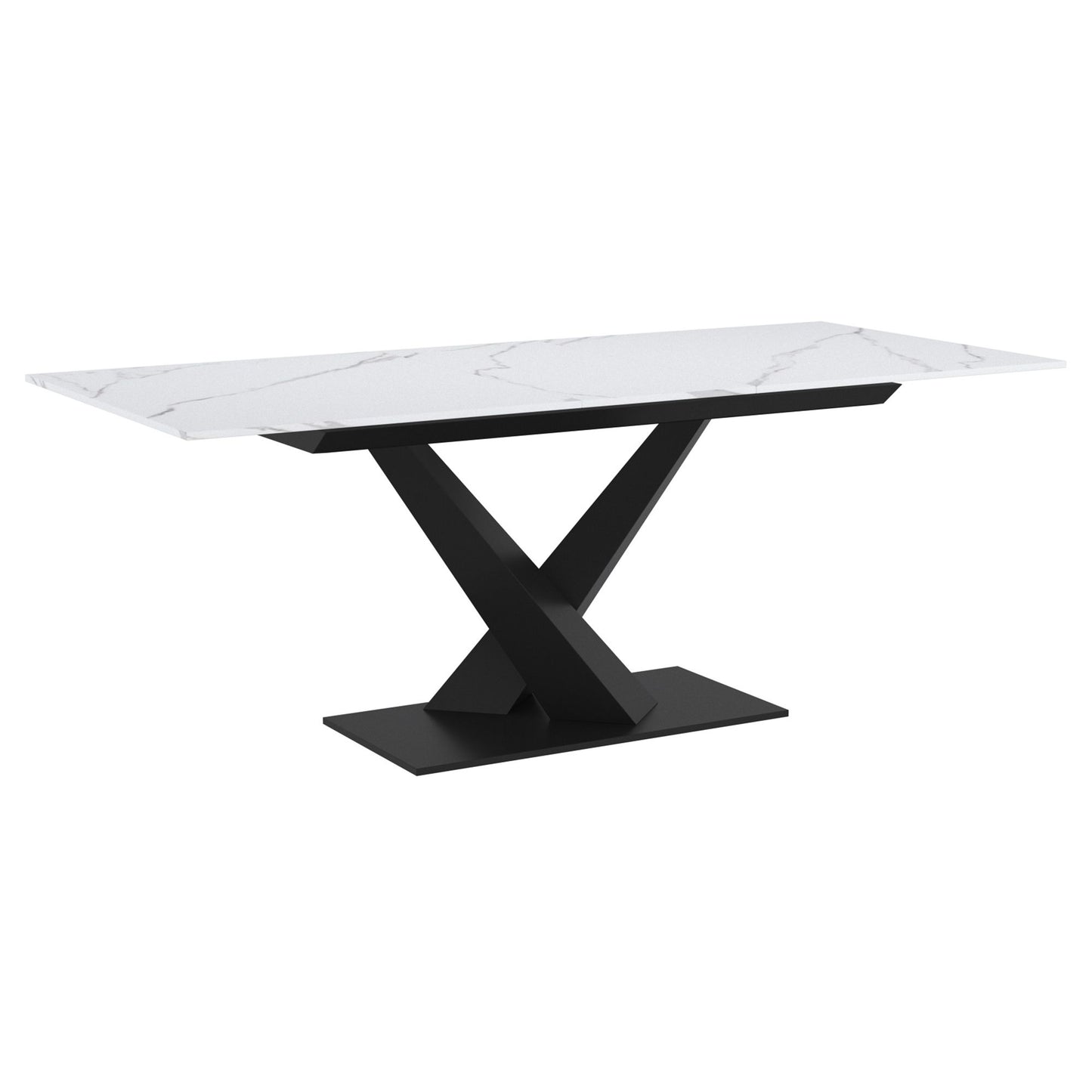 (JULIUS WHITE AND BLACK- 1)- 63" LONG- EXTENSION SINTERED STONE DINING TABLE