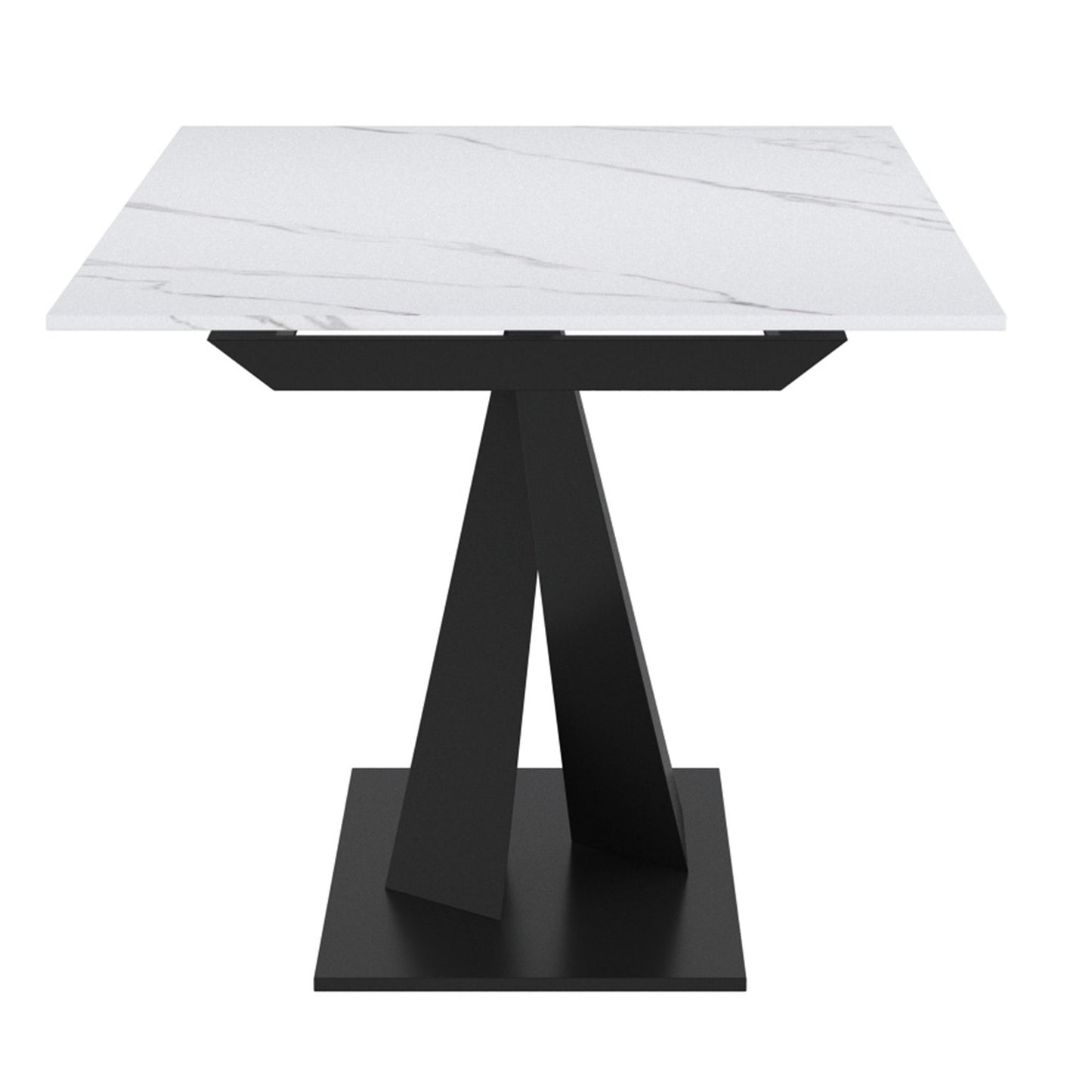 (JULIUS WHITE AND BLACK- 1)- 63" LONG- EXTENSION SINTERED STONE DINING TABLE