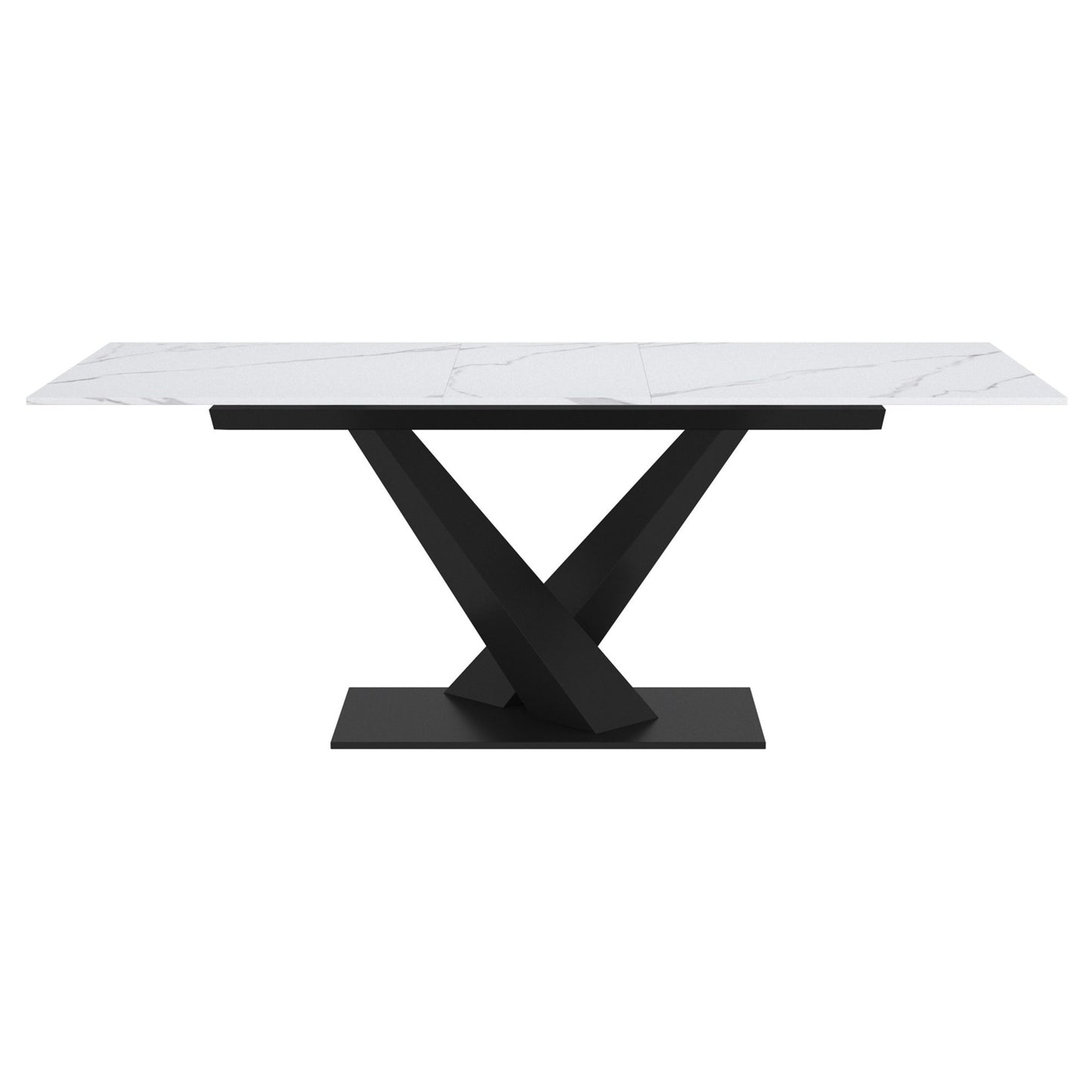 (JULIUS WHITE AND BLACK- 1)- 63" LONG- EXTENSION SINTERED STONE DINING TABLE