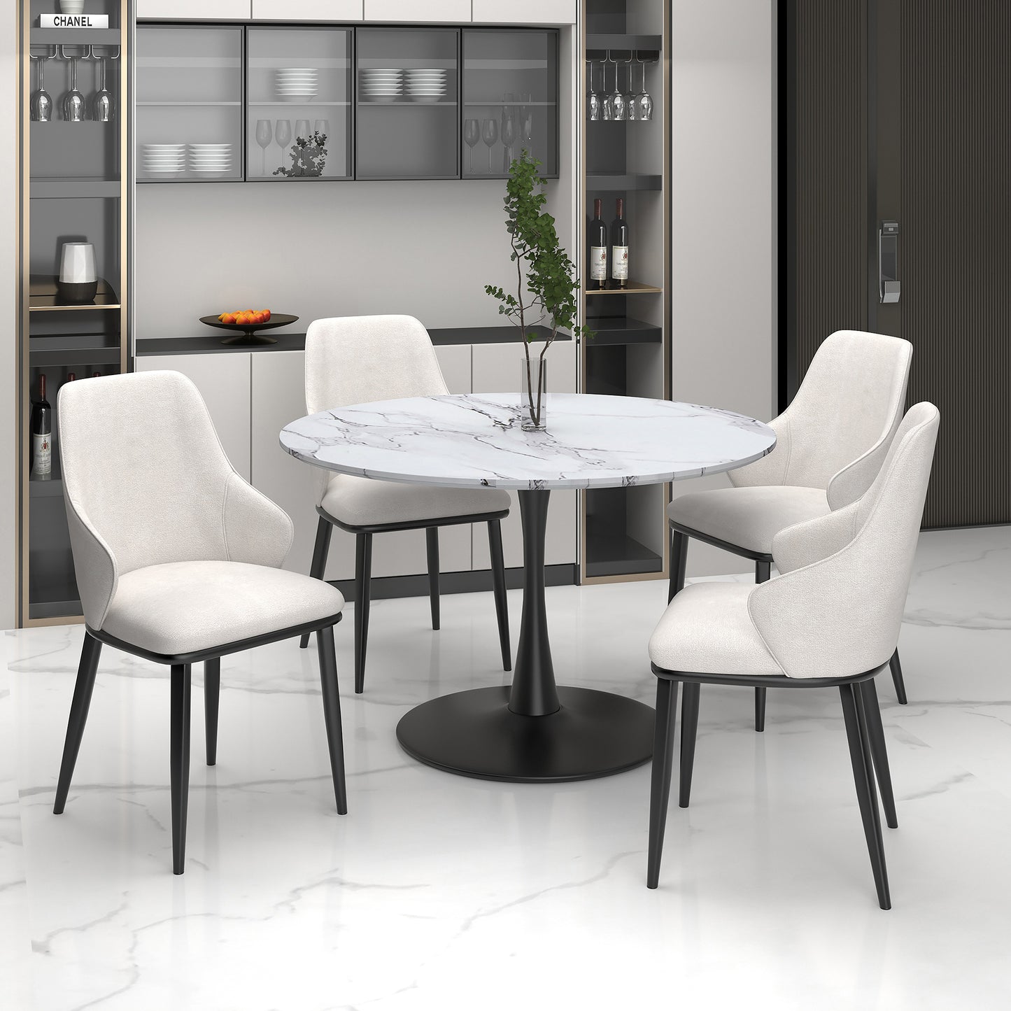 (KASH BEIGE- 2 PACK)- FABRIC DINING CHAIRS