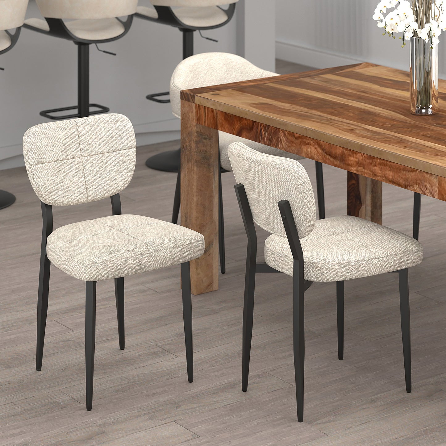 (ZEKE BEIGE- 2 PACK)- FABRIC DINING CHAIRS