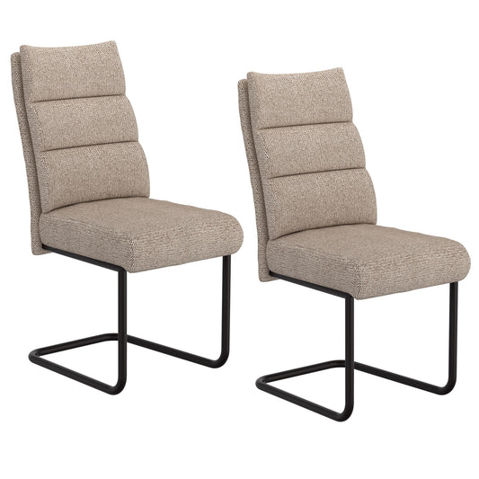 (BRODI BEIGE- 2 PACK)- CHENNILLE FABRIC DINING CHAIRS