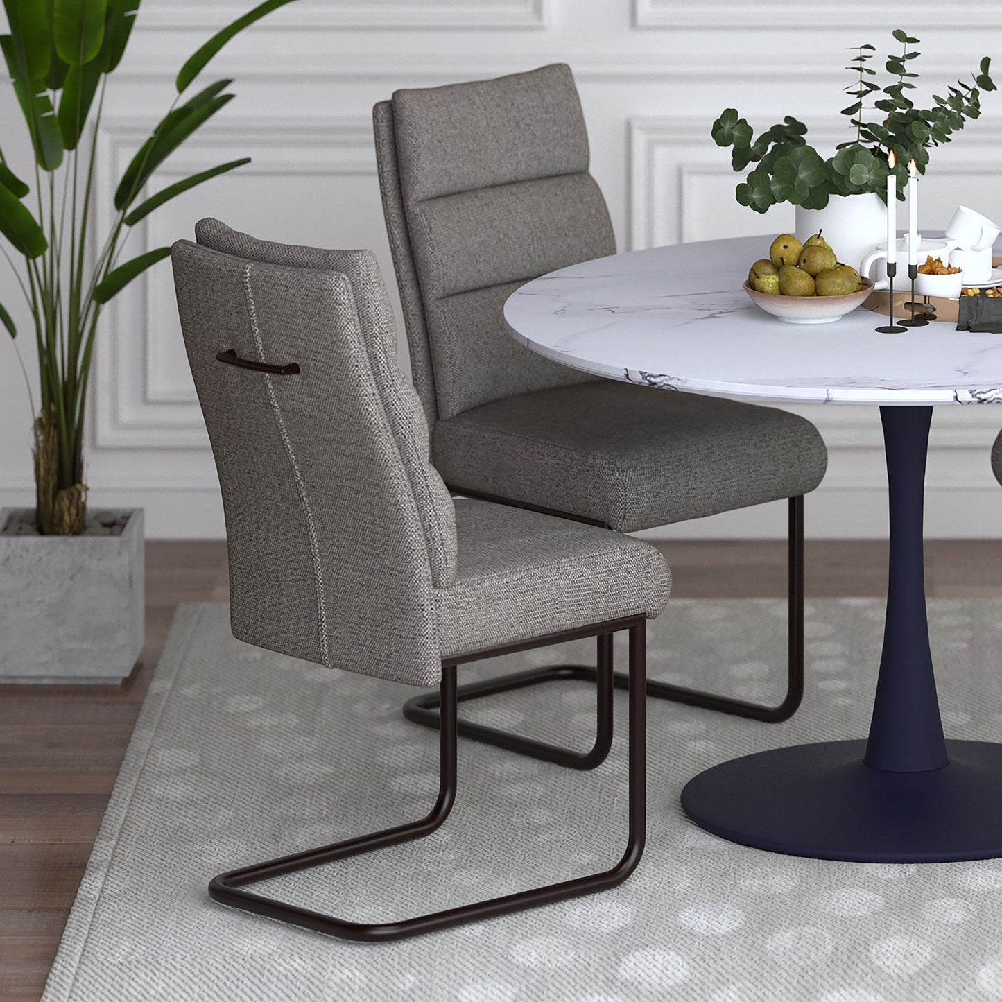 (BRODI CHARCOAL- 2 PACK)- FABRIC DINING CHAIRS