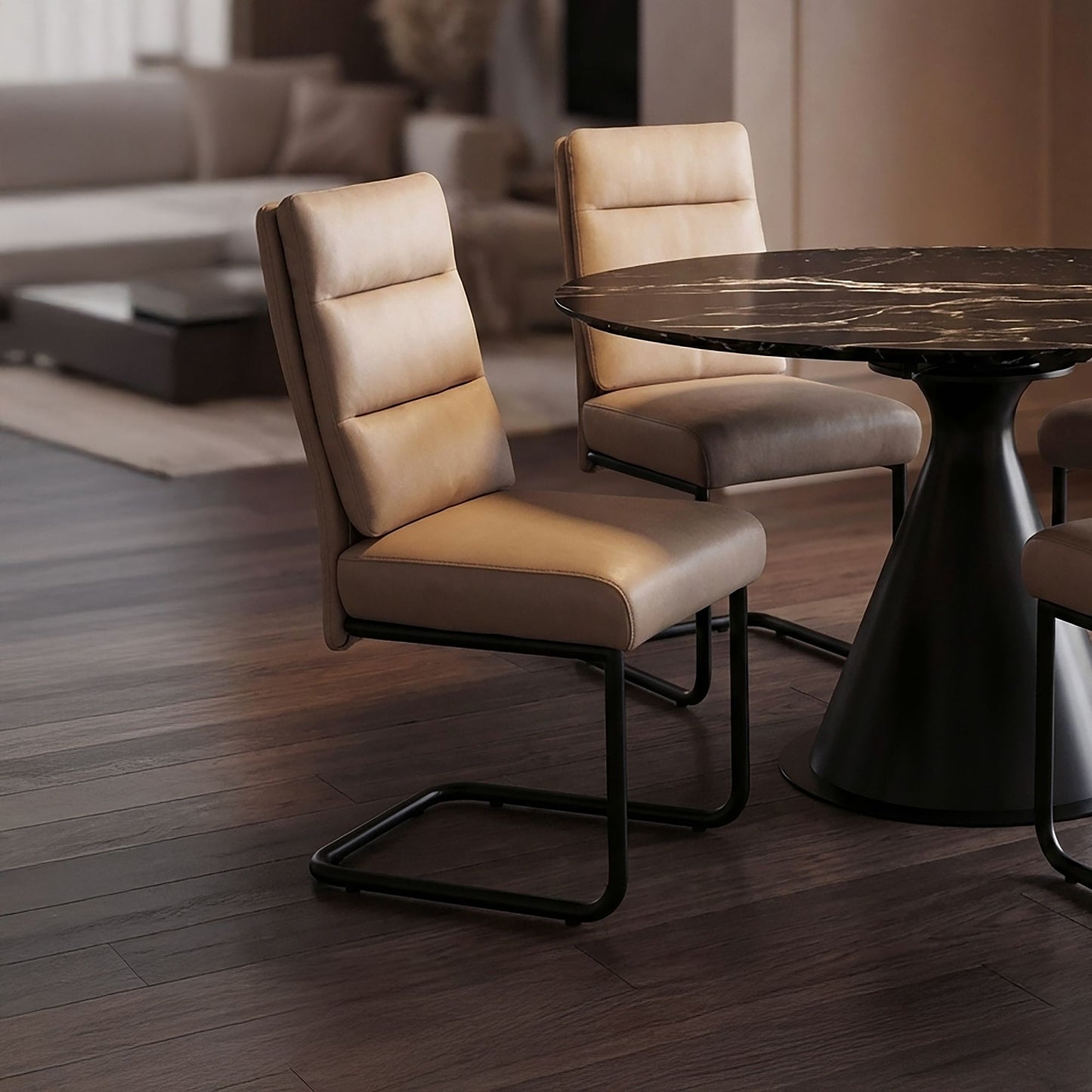 (BRODI MUSHROOM- 2 PACK)- LEATHER DINING CHAIRS