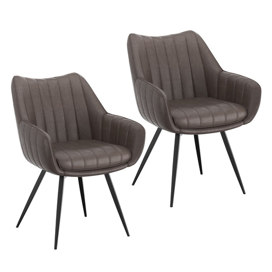 (TALON BLACK- 2 PACK)- LEATHER SWIVEL DINING CHAIRS