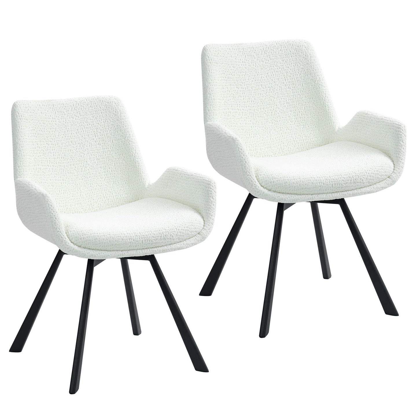 (SIGNY IVORY- 2 PACK)- FABRIC SWIVEL DINING CHAIRS