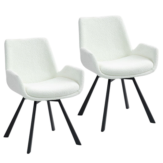 (SIGNY IVORY- 2 PACK)- FABRIC SWIVEL DINING CHAIRS