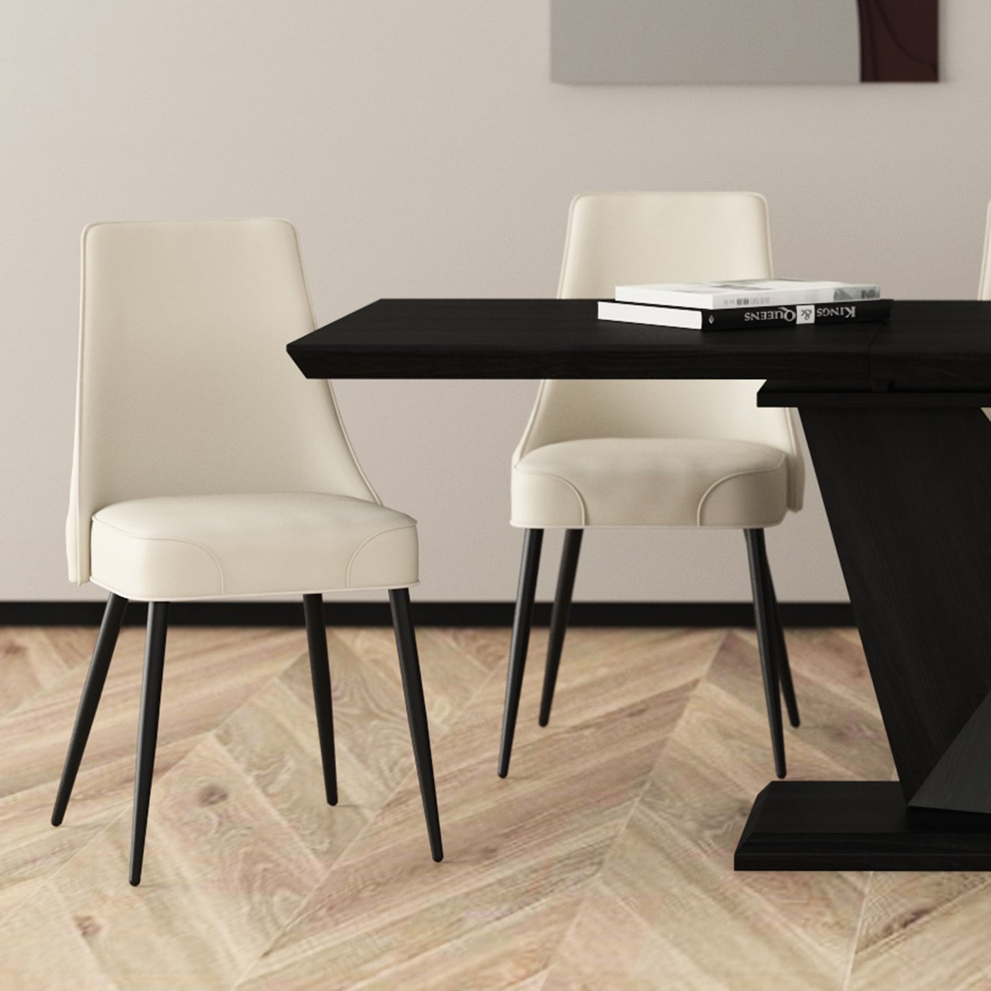 (KODA BEIGE- 2 PACK)- LEATHER DINING CHAIRS