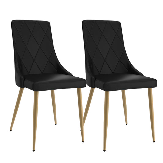 (ANTOINE BLACK AND GOLD- 2 PACK)- LEATHER DINING CHAIRS