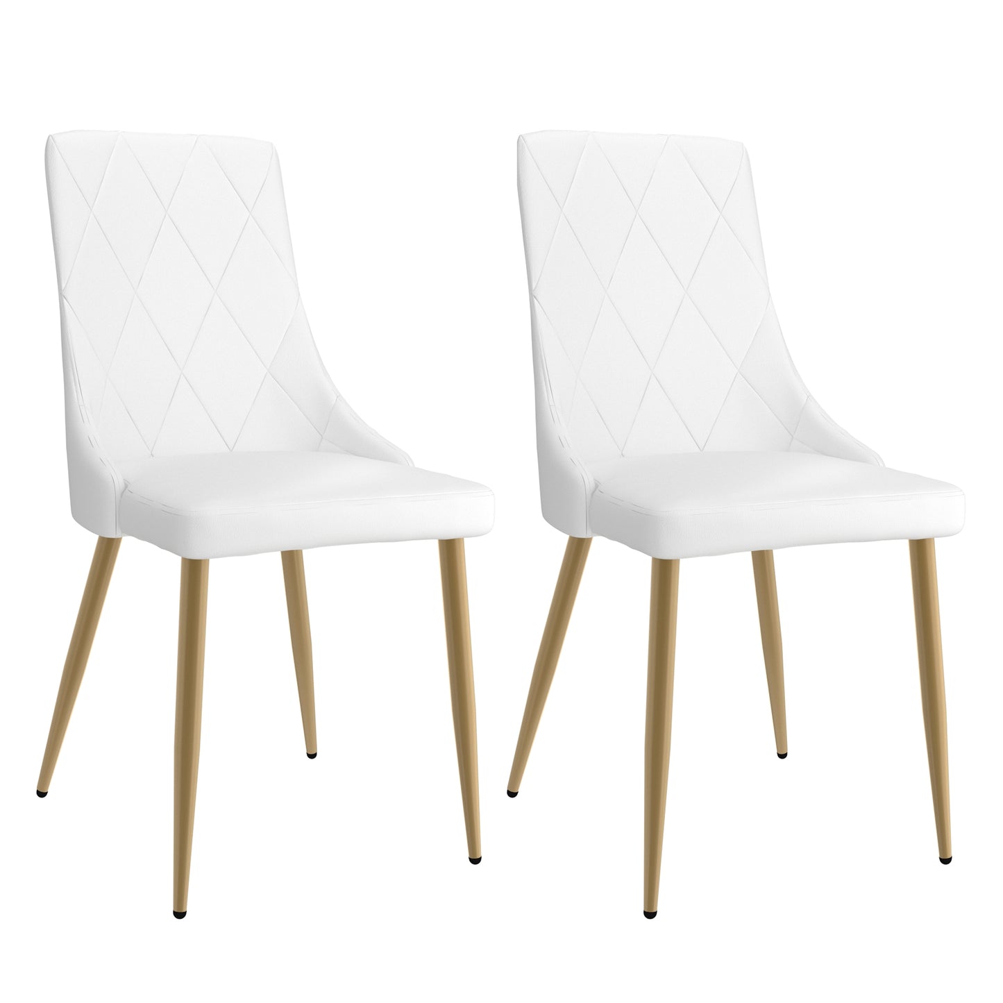 (ANTOINE WHITE AND GOLD- 2 PACK)- LEATHER DINING CHAIRS