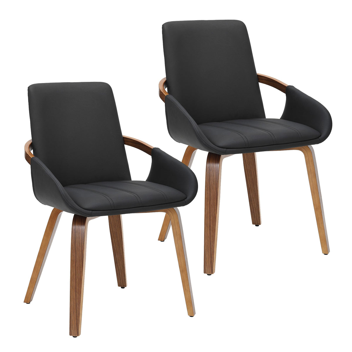 (CASPIAN BLACK- 2 PACK)- LEATHER DINING CHAIRS