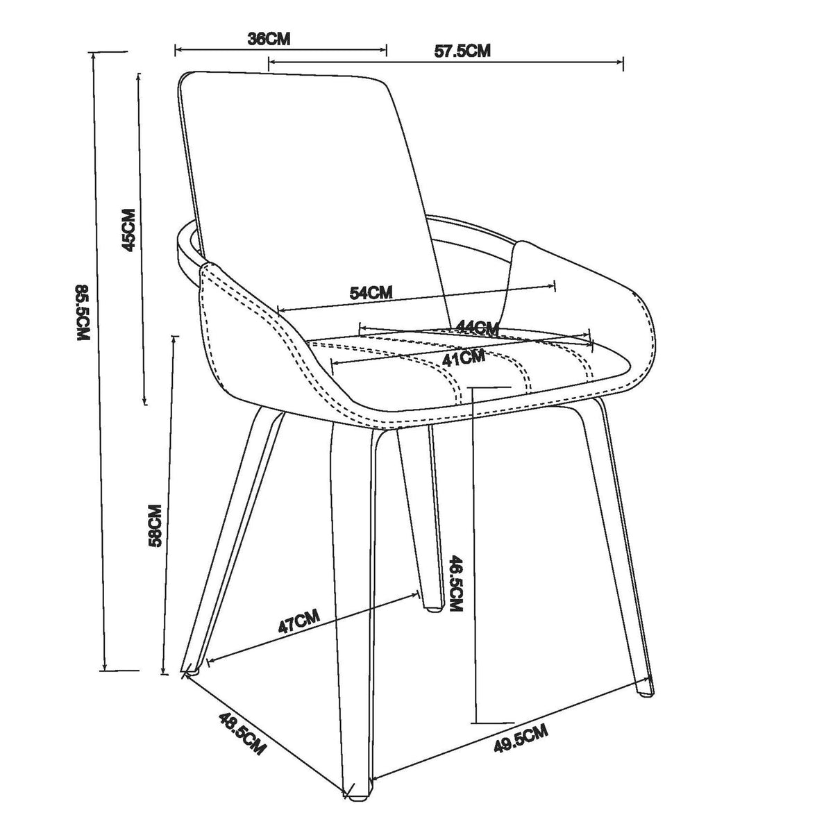 (CASPIAN BLACK- 2 PACK)- LEATHER DINING CHAIRS