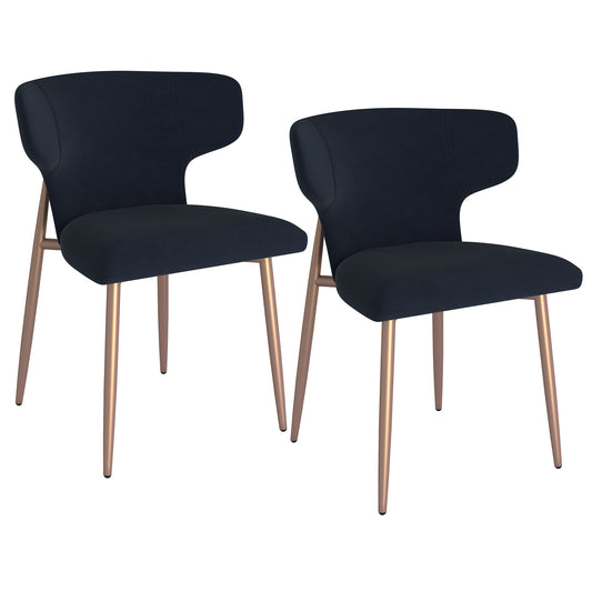 (AKIRA BLACK AND GOLD- 2 PACK)- VELVET FABRIC DINING CHAIRS
