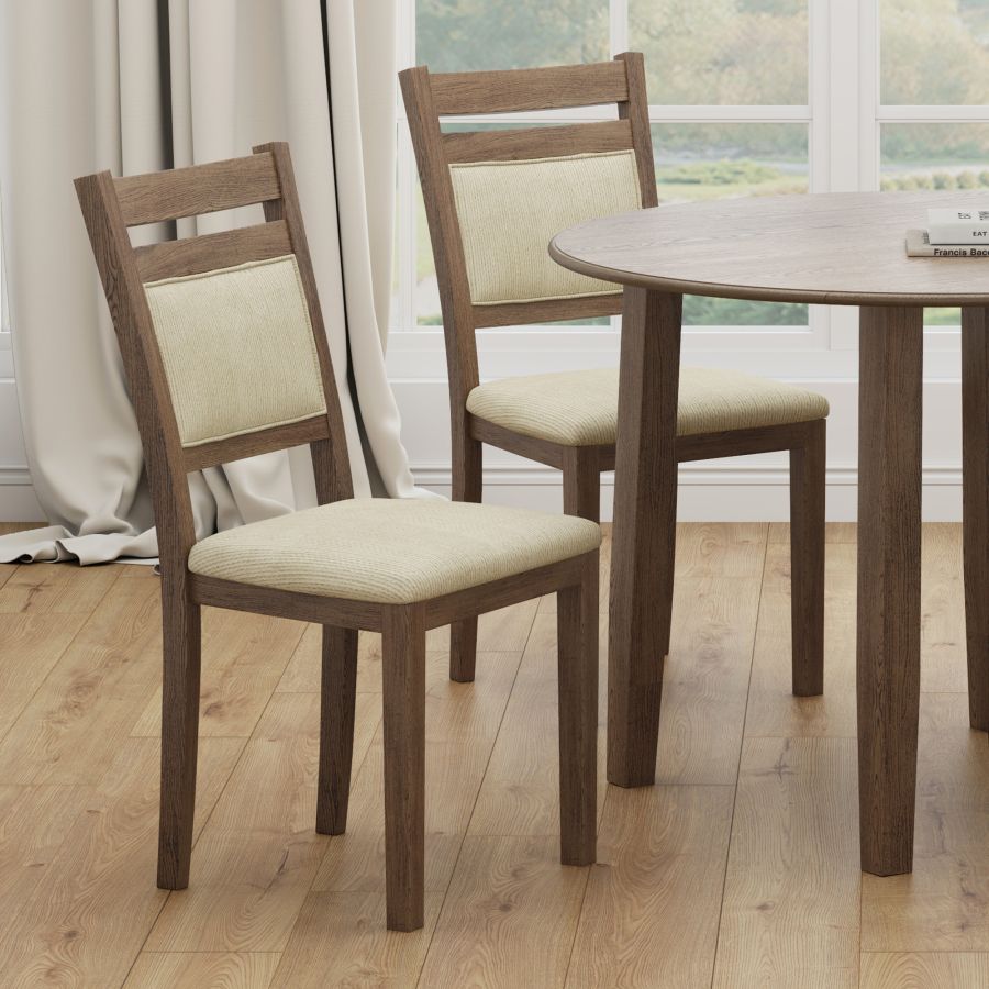 (CONRAD BEIGE- 2 PACK)- WOOD DINING CHAIRS