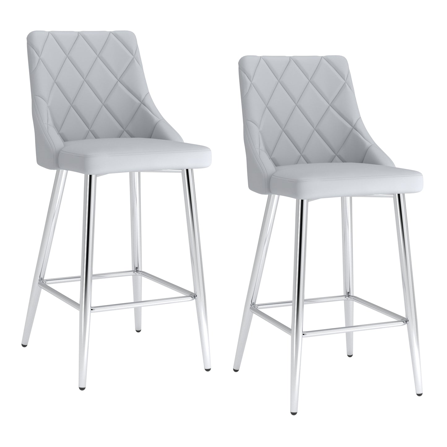 (DEVO LIGHT GREY- 2 PACK)- LEATHER COUNTER STOOLS