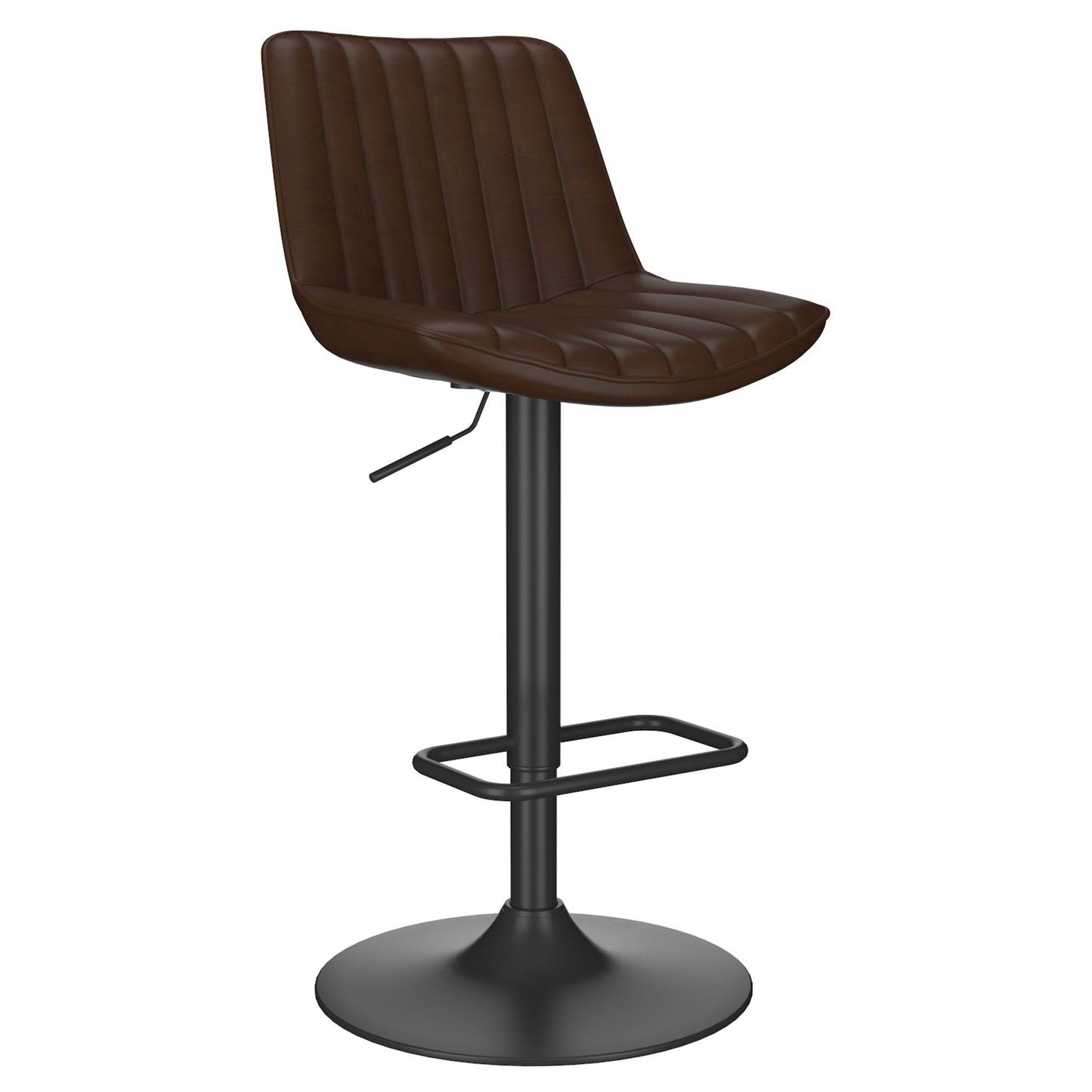 (KOSI DARK BROWN- 2 PACK)- LEATHER ADJUSTABLE HEIGHT BAR STOOLS