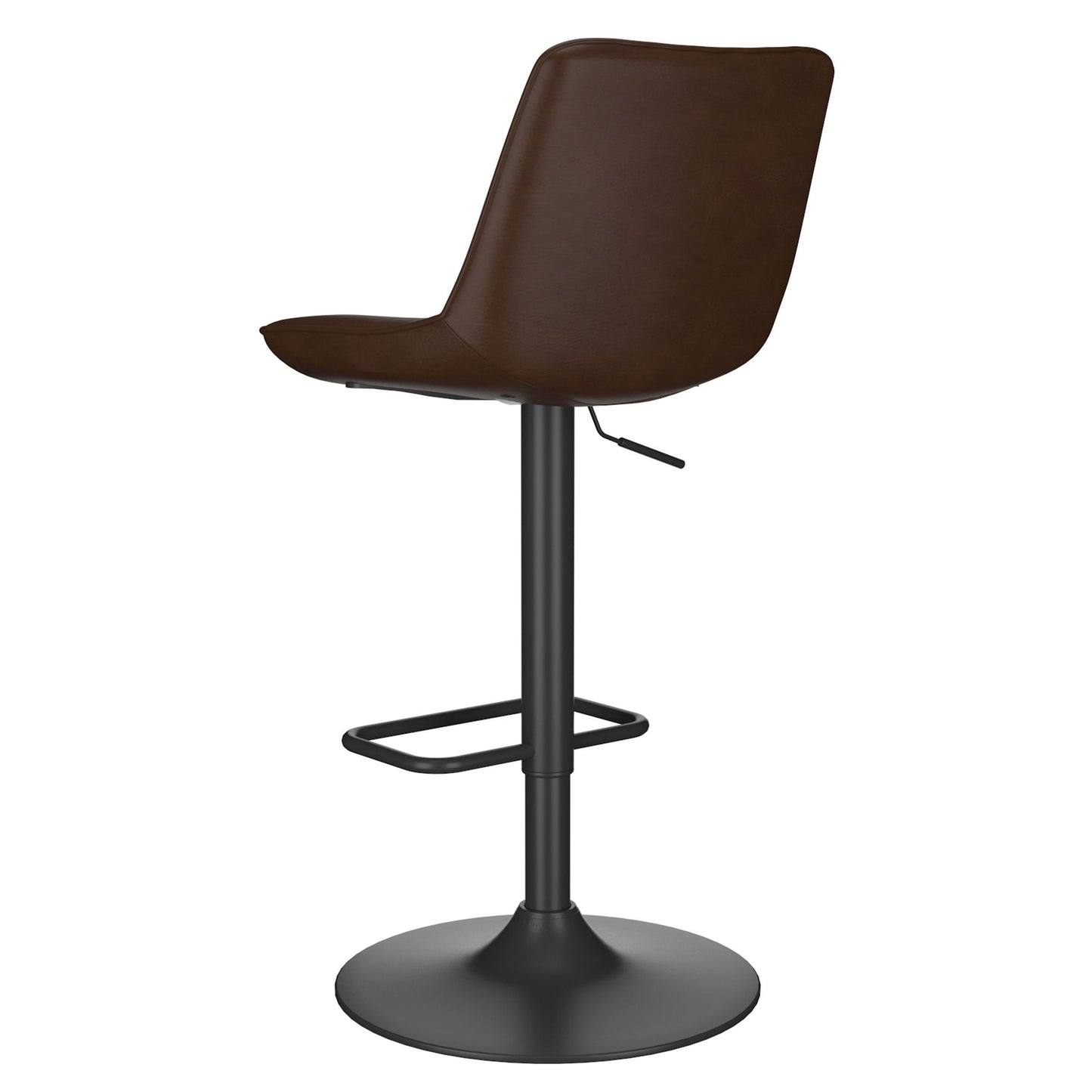 (KOSI DARK BROWN- 2 PACK)- LEATHER ADJUSTABLE HEIGHT BAR STOOLS