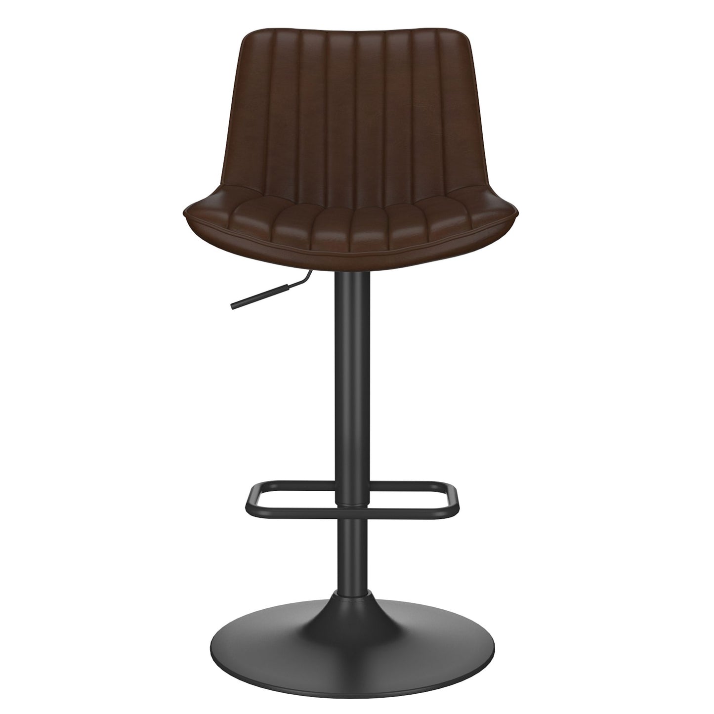 (KOSI DARK BROWN- 2 PACK)- LEATHER ADJUSTABLE HEIGHT BAR STOOLS