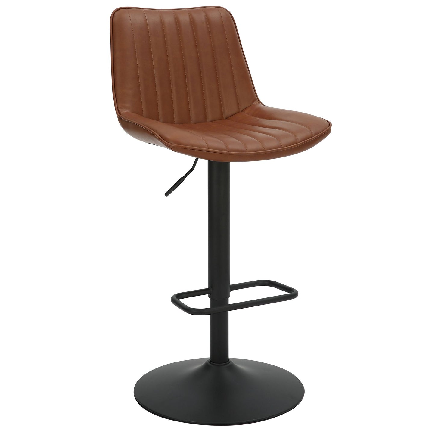 (KOSI SADDLE BROWN- 2 PACK)- LEATHER ADJUSTABLE HEIGHT BAR STOOLS
