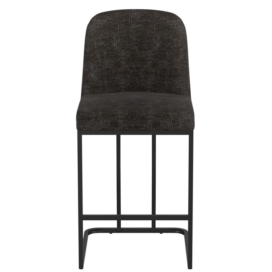 (DARIO CHARCOAL- 2 PACK)- FABRIC- FIXED HEIGHT COUNTER STOOLS