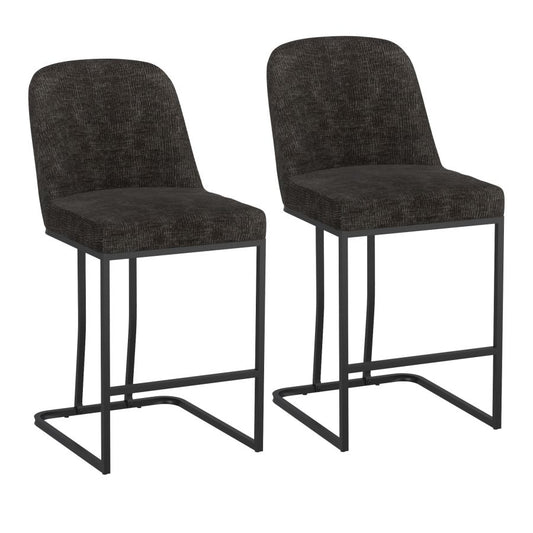 (DARIO CHARCOAL- 2 PACK)- FABRIC- FIXED HEIGHT COUNTER STOOLS