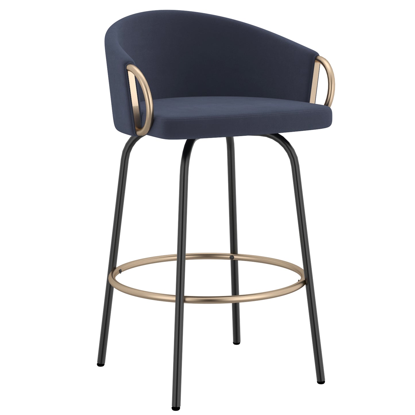 (LAVO BLUE- 2 PACK)- SWIVEL- VELVET FABRIC COUNTER STOOLS