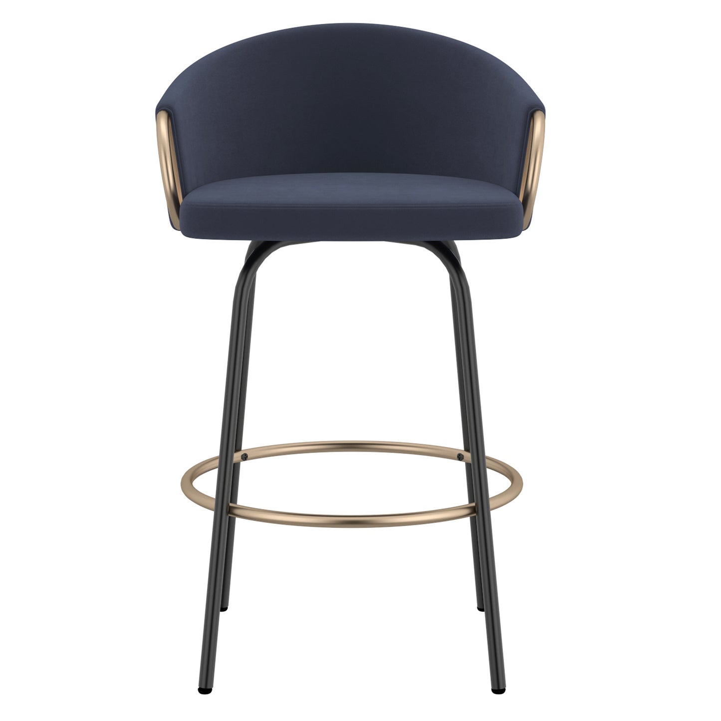 (LAVO BLUE- 2 PACK)- SWIVEL- VELVET FABRIC COUNTER STOOLS