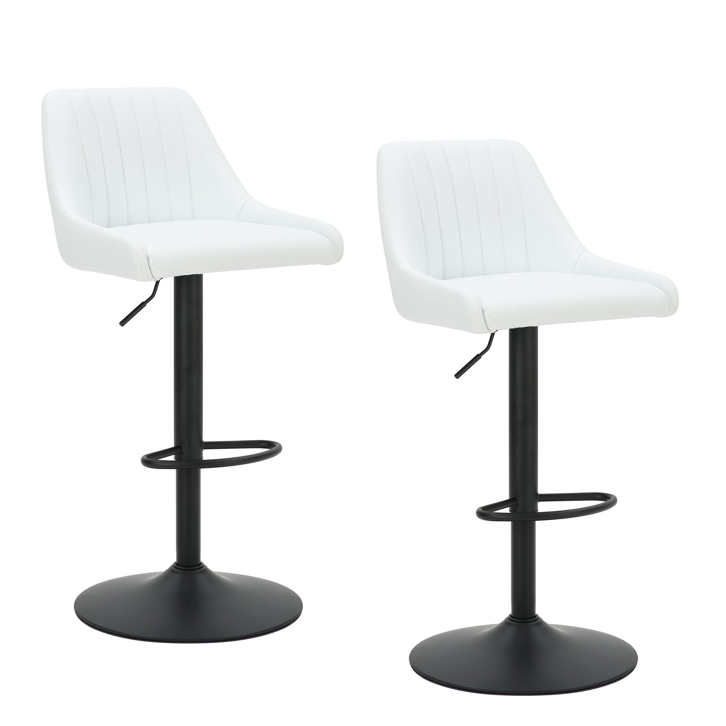 (KRON WHITE- 2 PACK)- LEATHER BAR STOOLS