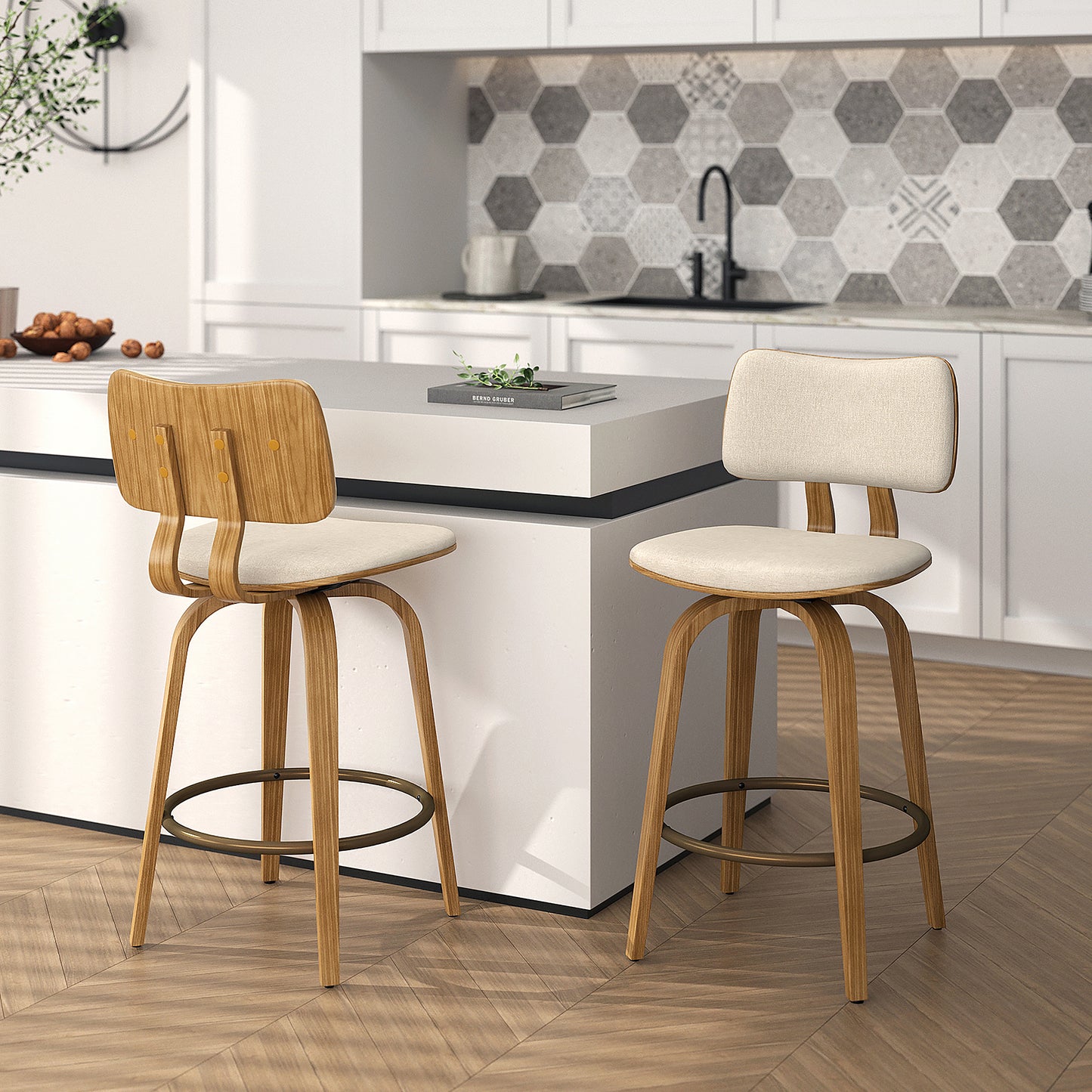 (ZUNI BEIGE)- FABRIC COUNTER STOOL