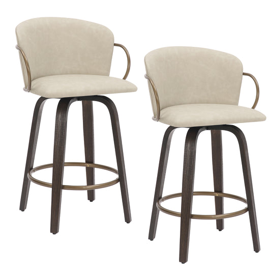 (LAWSON IVORY- 2 PACK)- SWIVEL- LEATHER COUNTER STOOLS