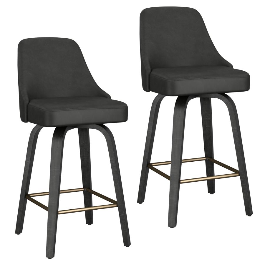 (OAKLEY CHARCOAL- 2 PACK)- LEATHER FIXED HEIGHT COUNTER STOOLS