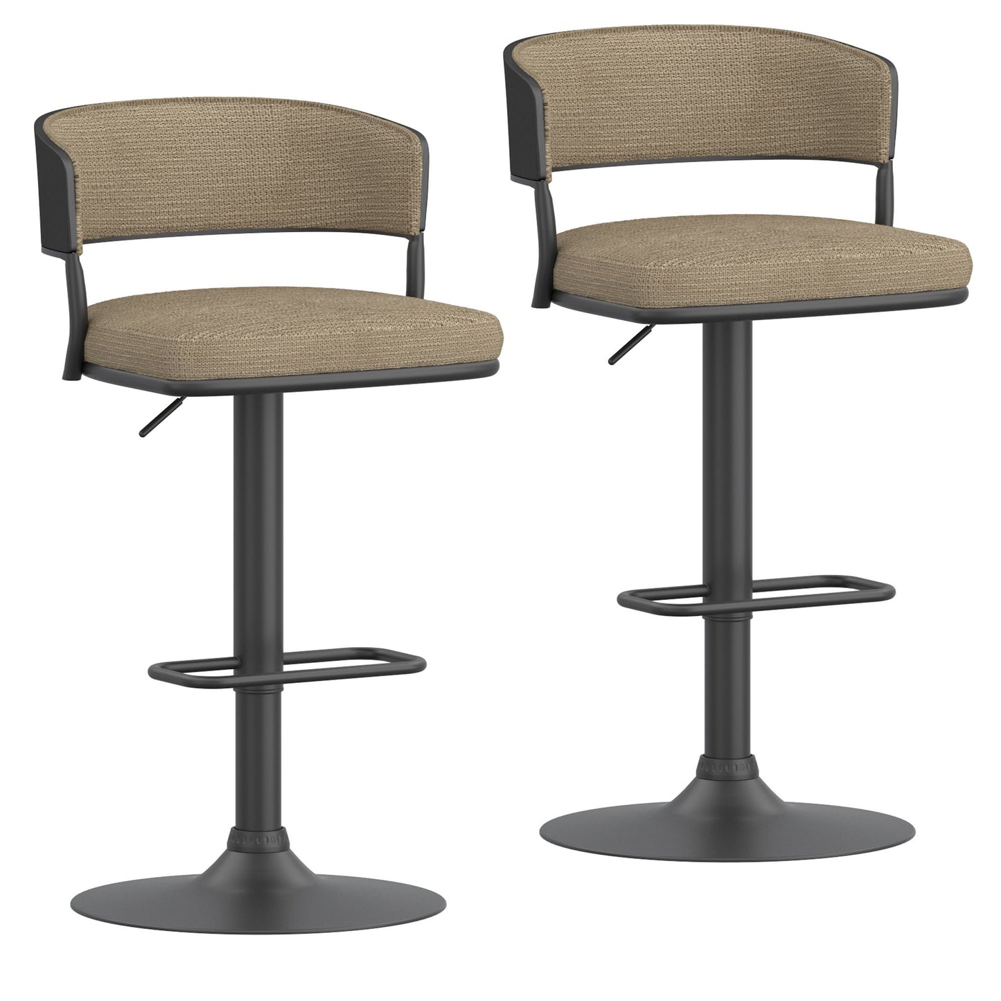 (KAZAN BEIGE- 2 PACK)- PERFORMANCE FABRIC ADJUSTABLE HEIGHT BAR STOOLS