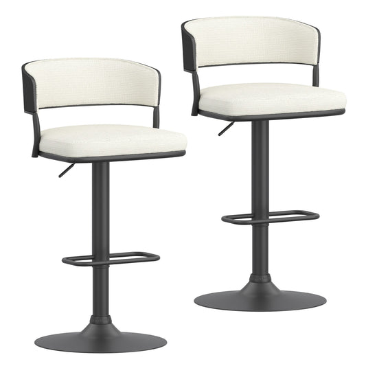 (KAZAN IVORY- 2 PACK)- PERFORMANCE FABRIC ADJUSTABLE HEIGHT BAR STOOLS