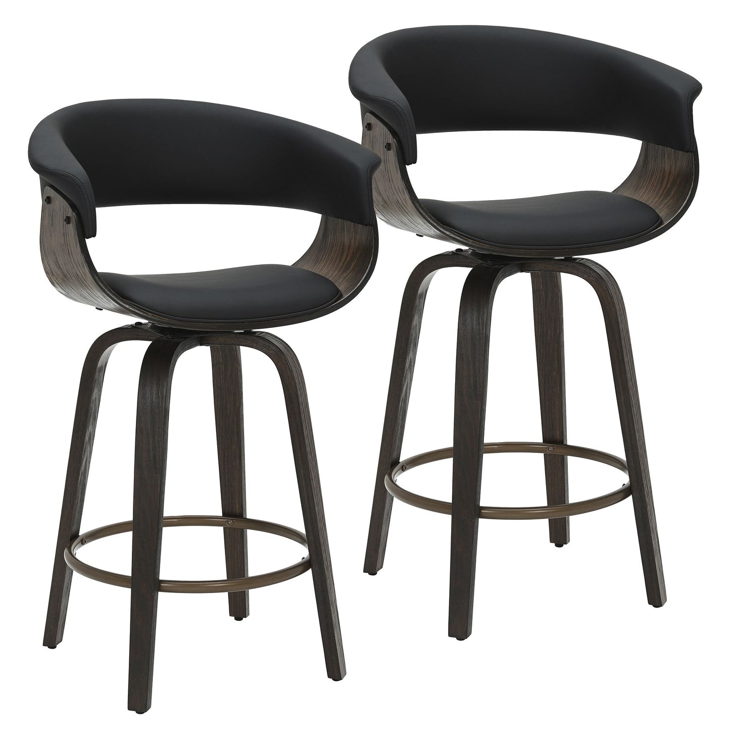 (HOLT BLACK- 2 PACK)- LEATHER COUNTER STOOLS