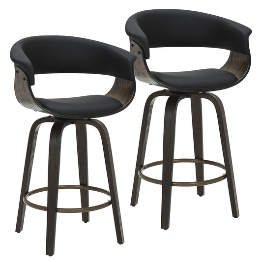(HOLT BLACK- 2 PACK)- LEATHER COUNTER STOOLS
