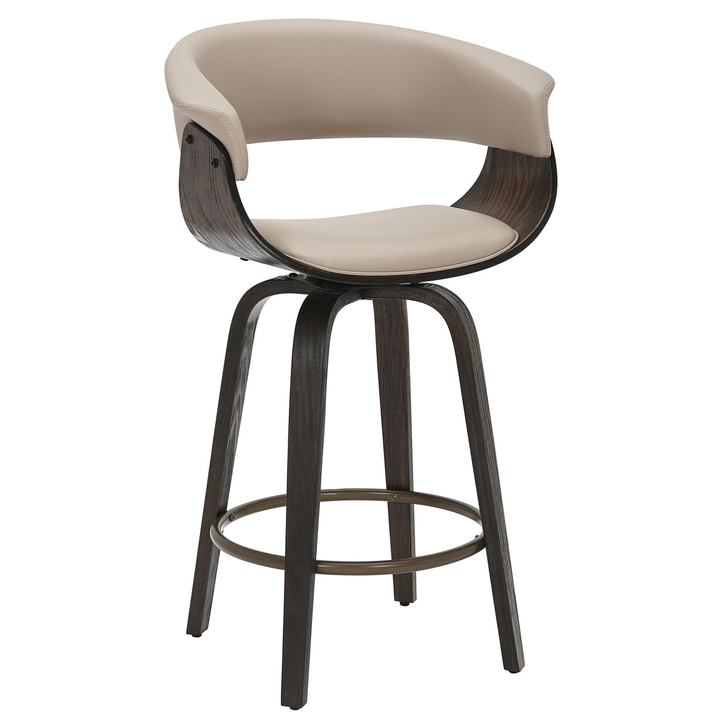 (HOLT MUSHROOM BEIGE- 2 PACK)- LEATHER FIXED HEIGHT COUNTER STOOLS