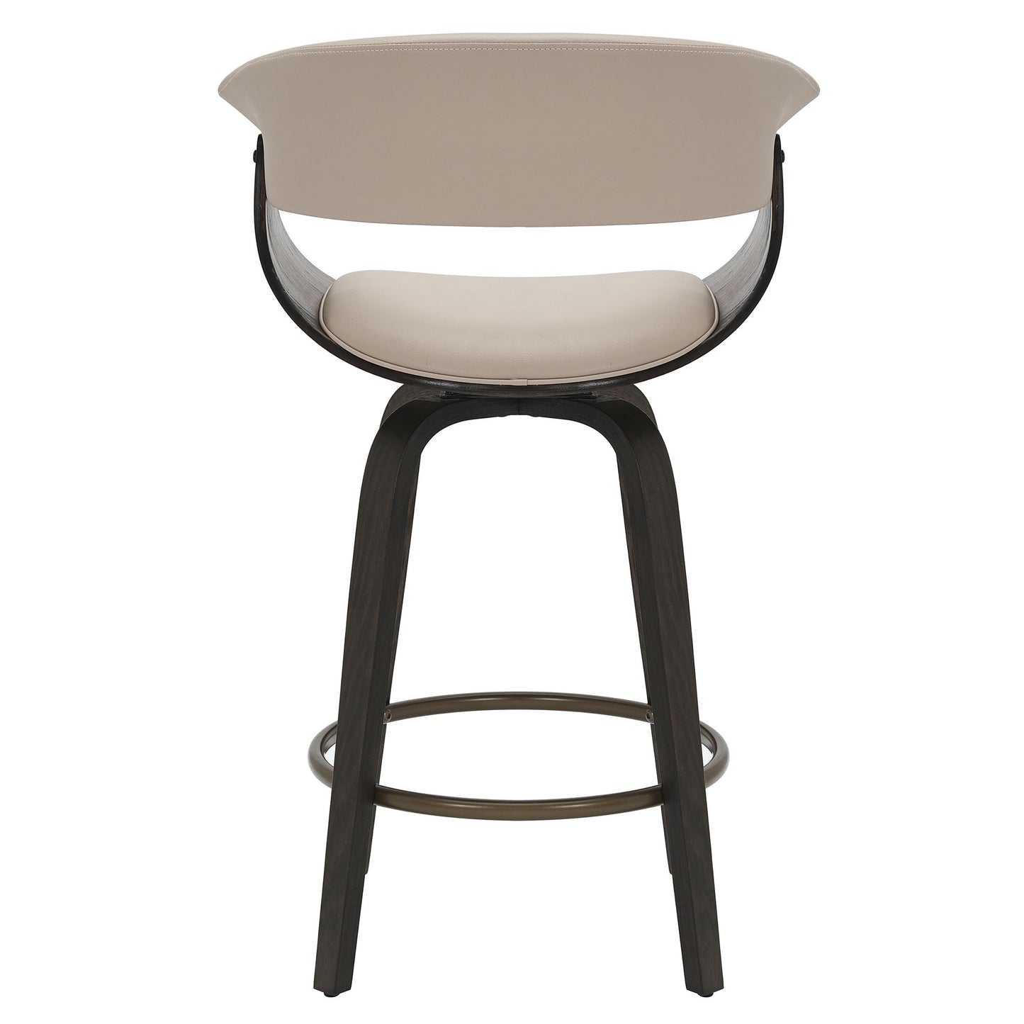 (HOLT MUSHROOM BEIGE- 2 PACK)- LEATHER FIXED HEIGHT COUNTER STOOLS