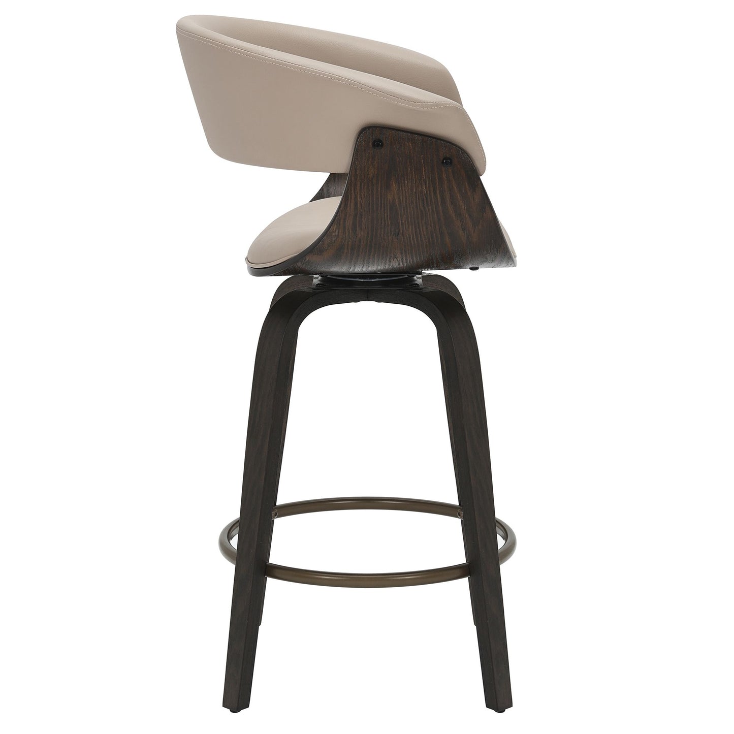 (HOLT MUSHROOM BEIGE- 2 PACK)- LEATHER FIXED HEIGHT COUNTER STOOLS